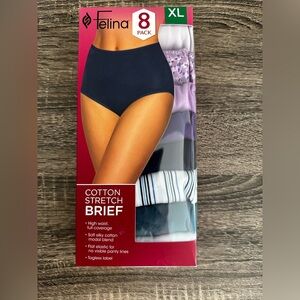Felina Ladies' Cotton Stretch Brief High Waist 8pk Sz XL New